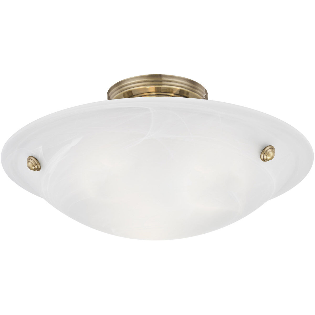 Oasis 3 Light 16 inch Antique Brass Semi-Flush Mount Ceiling Light