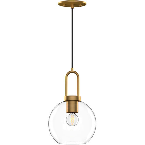 Soji 1 Light 7.88 inch Aged Gold Pendant Ceiling Light in Clear Glass