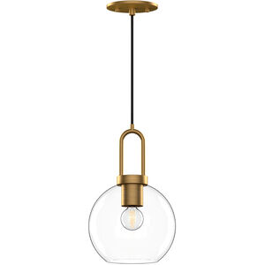 Soji 1 Light 7.88 inch Aged Gold Pendant Ceiling Light in Clear Glass