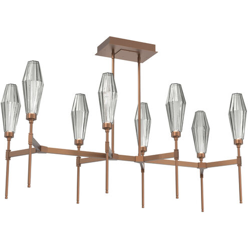 Aalto LED Burnished Bronze Linear Pendant Ceiling Light in Optic Rib Smoke, 2700K LED