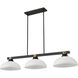 Bronte 3 Light 52.25 inch Matte Black and Rubbed Brass Billiard Light Ceiling Light in White Linen Glass