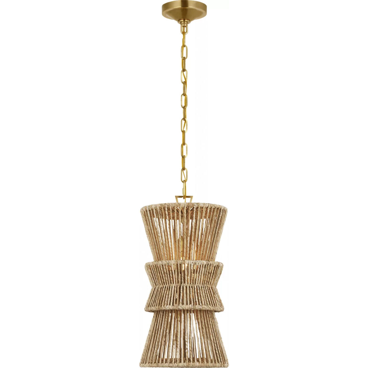 Chapman & Myers Antigua LED 11 inch Antique-Burnished Brass and Natural Abaca Pendant Ceiling Light