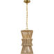 Chapman & Myers Antigua LED 11 inch Antique-Burnished Brass and Natural Abaca Pendant Ceiling Light