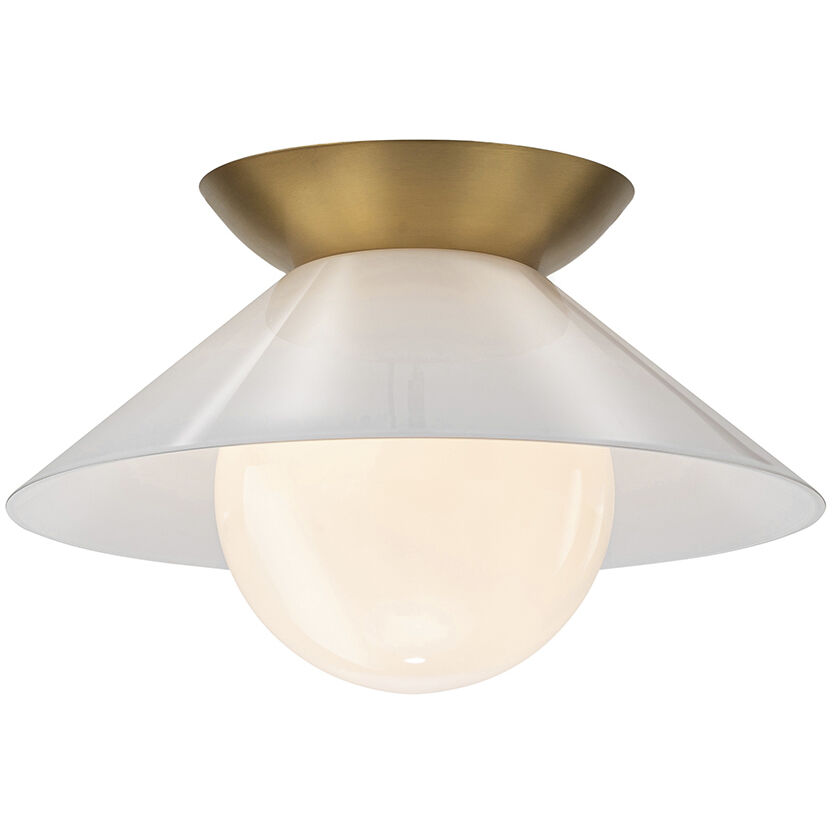 Saucer 1 Light 14.4 inch Aged Brass Flush Mount Ceiling Light