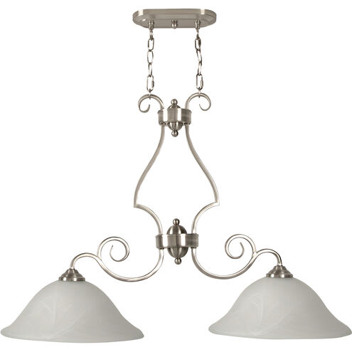 Cecilia 2 Light 36 inch Brushed Polished Nickel Island Light Ceiling Light in Alabaster Glass