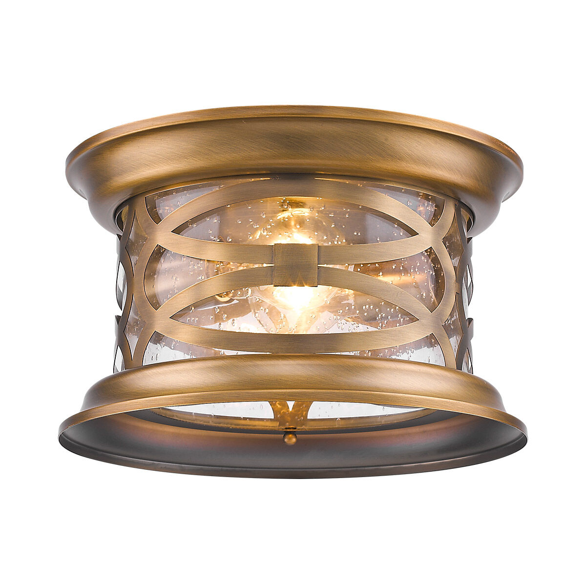 Lincoln 2 Light 11 inch Antique Brass Exterior Flushmount
