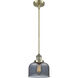 Franklin Restoration Bell 1 Light 8 inch Antique Brass Mini Pendant Ceiling Light in Incandescent, Plated Smoke, Franklin Restoration