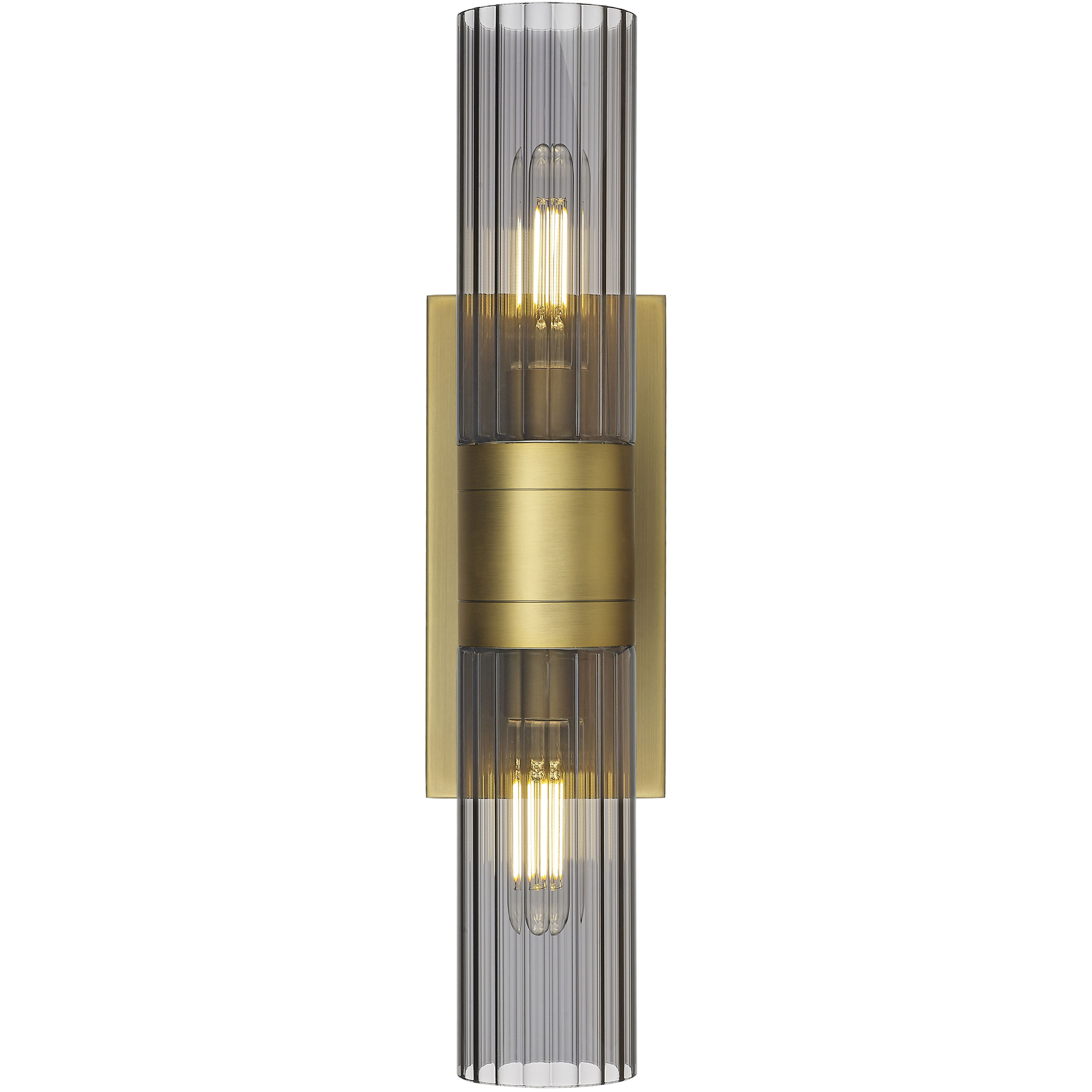 Empire 2 Light 18.5 inch Brushed Brass Bath Vanity Light Wall Light in Plated Smoke Glass