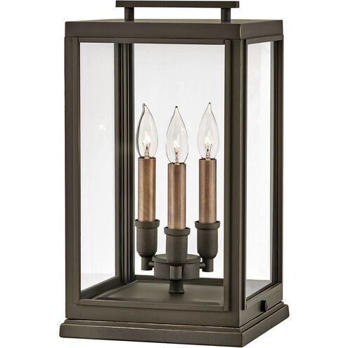 Sutcliffe 3 Light 18 inch Oil Rubbed Bronze with Antique Copper Outdoor Pier Mount Lantern in Non-LED