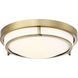 Modern 2 Light 13 inch Natural Brass Flush Mount Ceiling Light