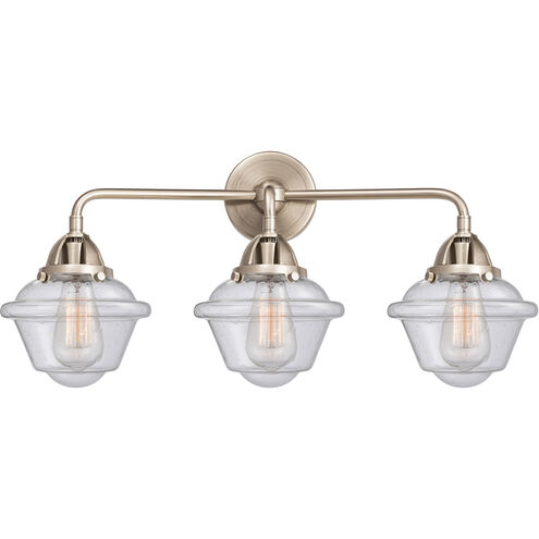 Nouveau 2 Small Oxford 3 Light 26 inch Black Polished Nickel Bath Vanity Light Wall Light in Seedy Glass