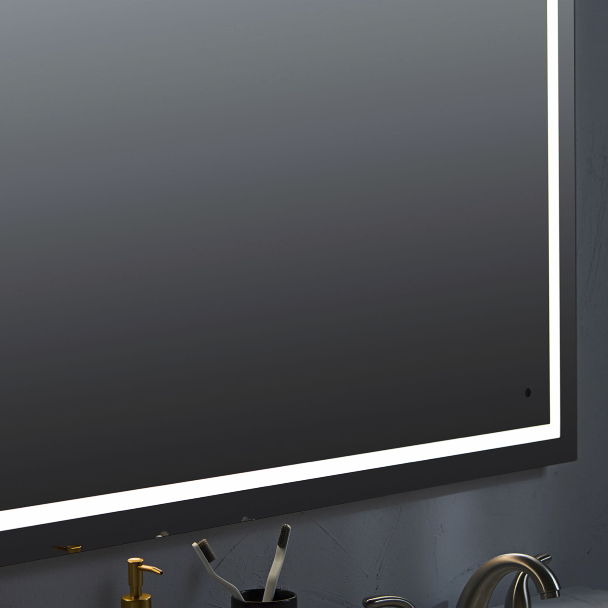 Track 36 X 36 inch Black LED Lighted Mirror, Vanita by Oxygen