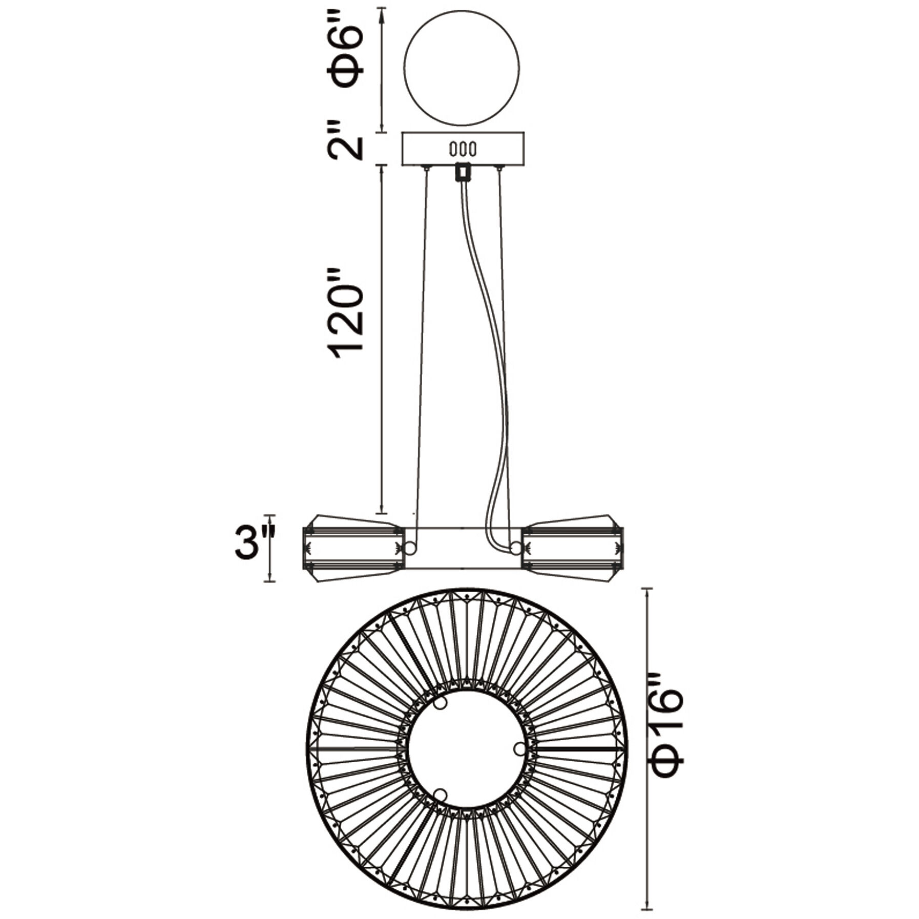 Bjoux LED 16 inch Brass Down Chandelier Ceiling Light