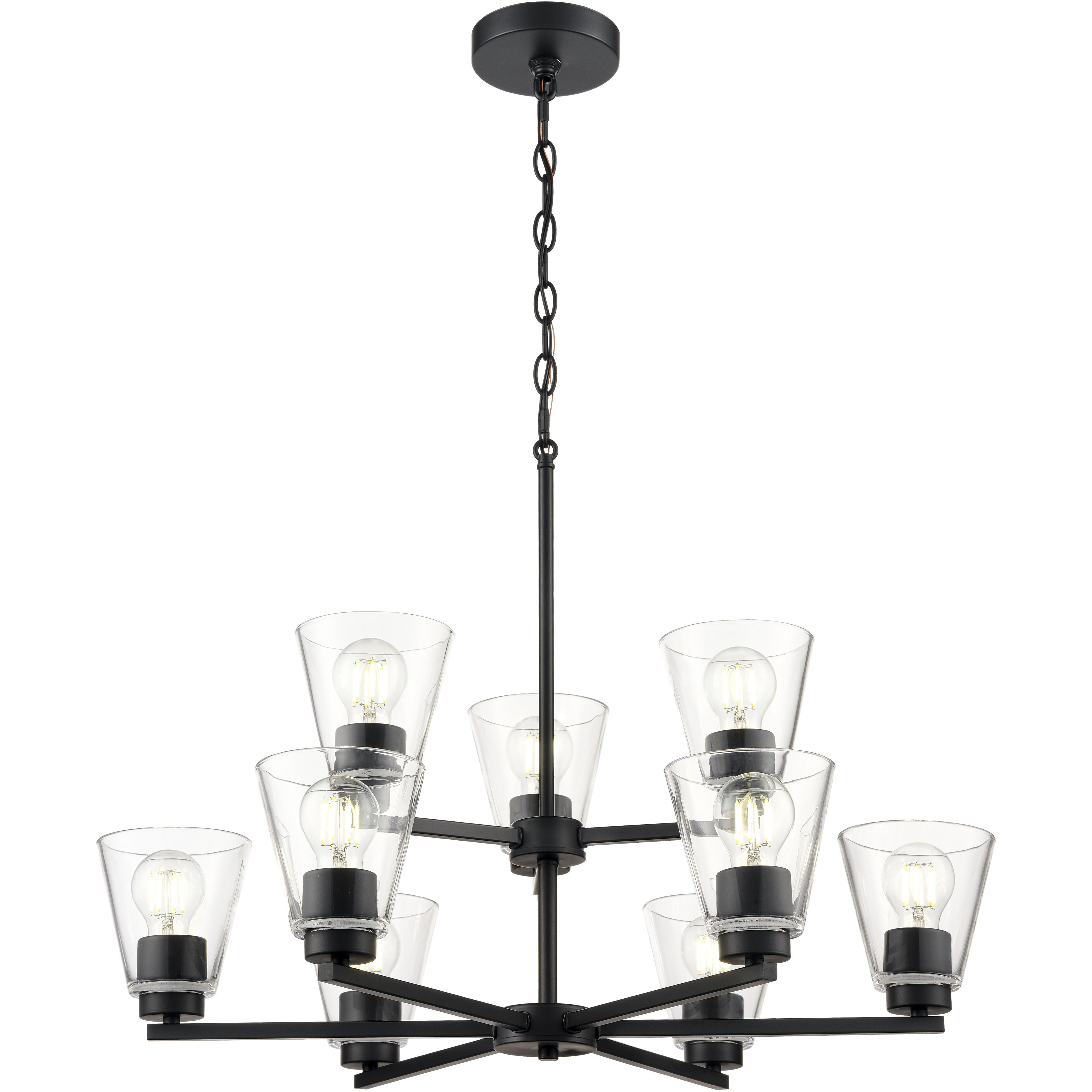 Strayhan 9 Light 28.5 inch Matte Black Chandelier Ceiling Light