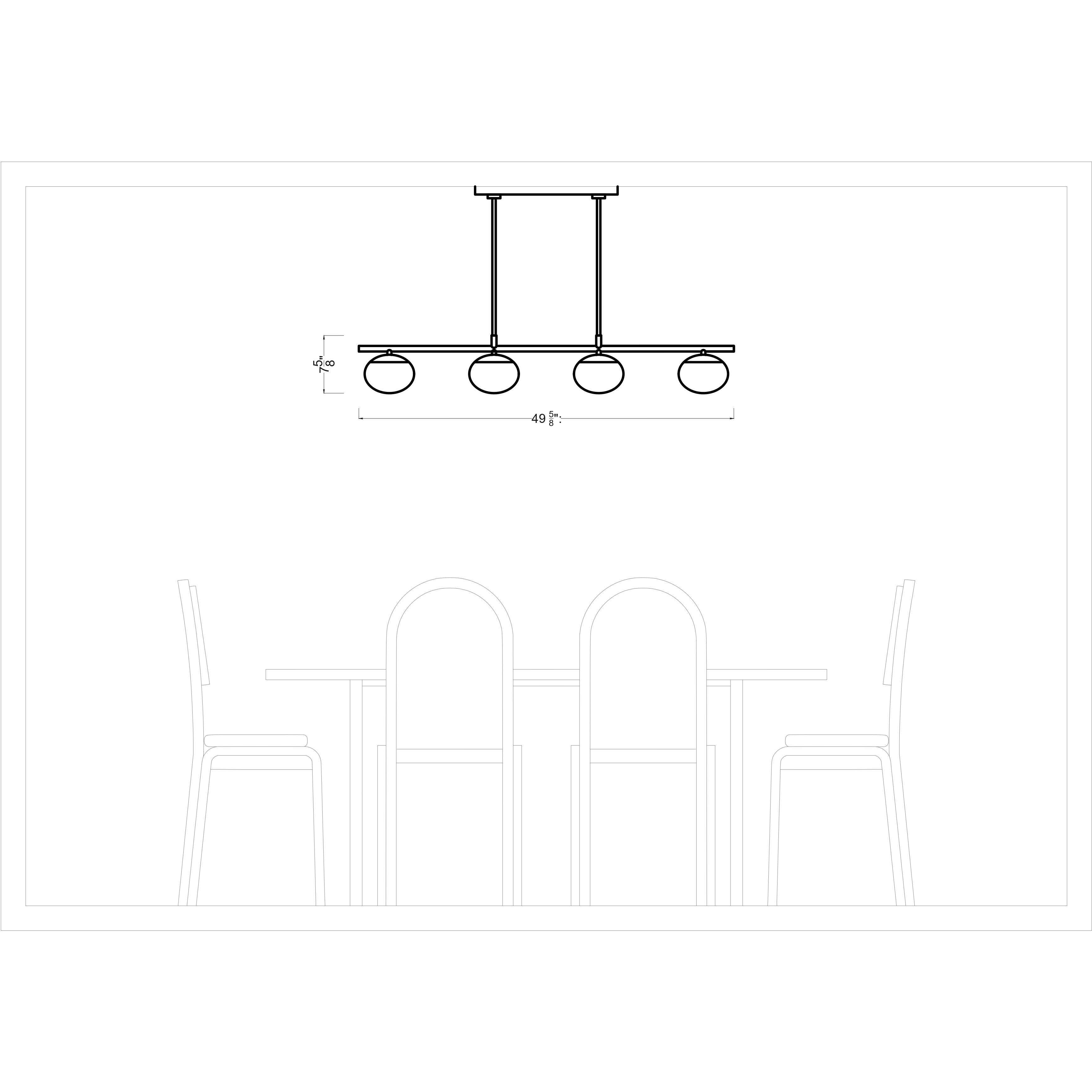 ED Ellen DeGeneres Lune 4 Light 49.63 inch Burnished Brass Linear Chandelier Ceiling Light