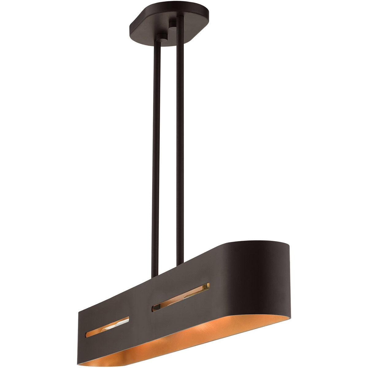 Ravena 4 Light 36 inch Bronze with Antique Brass Accents Linear Chandelier Ceiling Light