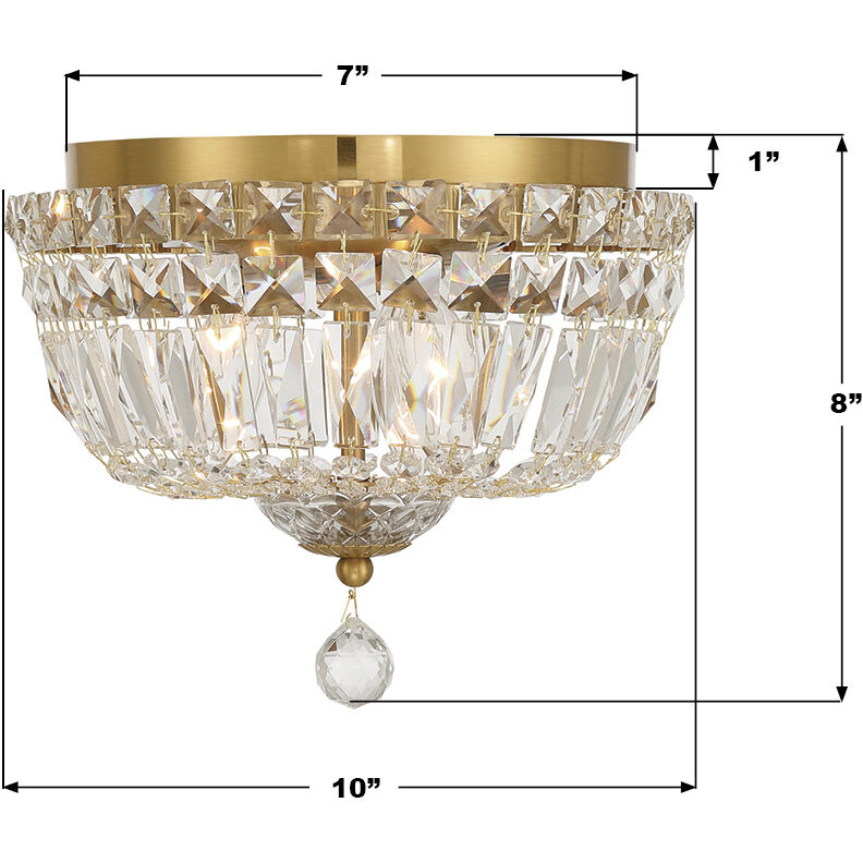 Roslyn 3 Light 10 inch Aged Brass Flush Ceiling Light