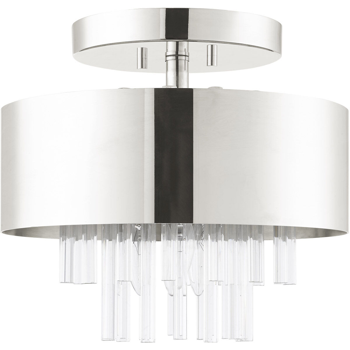 Orenburg 3 Light 13 inch Polished Nickel Semi Flush Ceiling Light