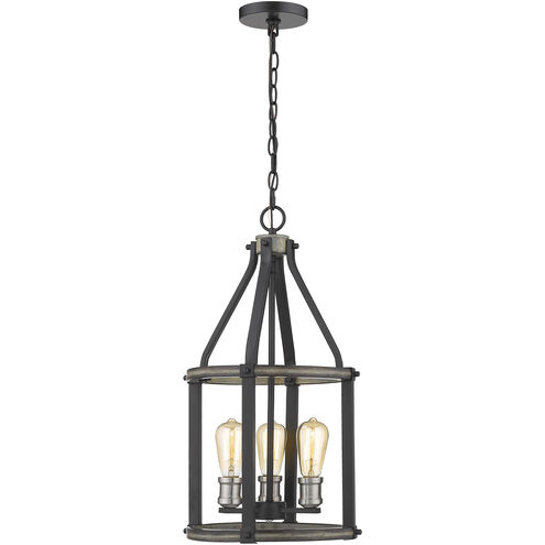 Kirkland 3 Light 12 inch Ashen Barnboard Pendant Ceiling Light