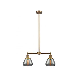 Franklin Restoration Fulton 2 Light 21 inch Brushed Brass Chandelier Ceiling Light in Plated Smoke Glass, Franklin Restoration