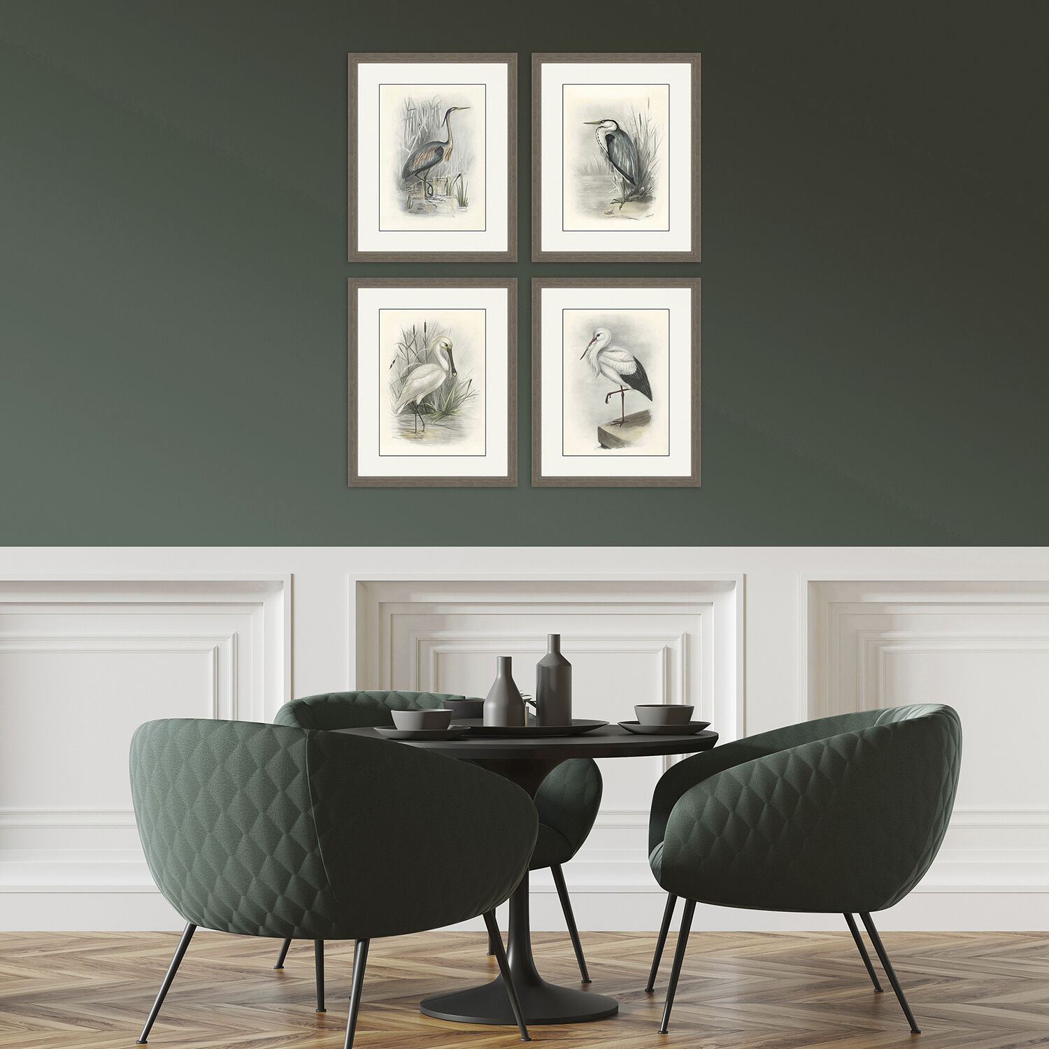 Animals Gray and Beige and Neutral and White Framed Art