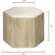 Argan 20 X 17 inch Natural Wood & White Marble Table, Hexagon
