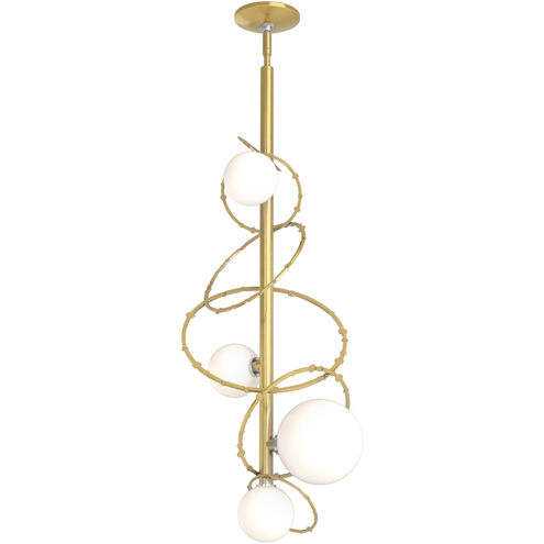 Olympus 4 Light 13.9 inch Modern Brass Vertical Pendant Ceiling Light