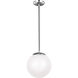Leo - Hanging Globe 1 Light 10 inch Satin Aluminum Pendant Ceiling Light