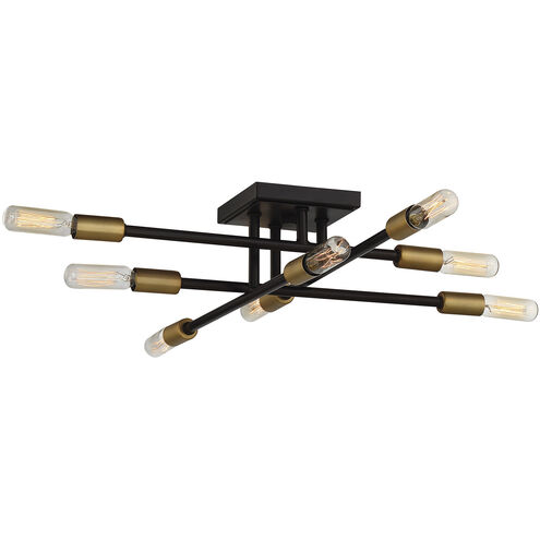 Lyrique 8 Light 19.5 inch Bronze with Brass Accents Semi-Flush Ceiling Light