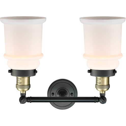 Franklin Restoration Canton 2 Light 17 inch Black Antique Brass Bath Vanity Light Wall Light in Matte White Glass, Franklin Restoration