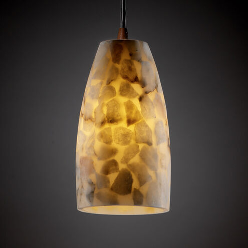 Alabaster Rocks 1 Light 4 inch Dark Bronze Pendant Ceiling Light in White Cord, Tall Tapered Cylinder, Incandescent