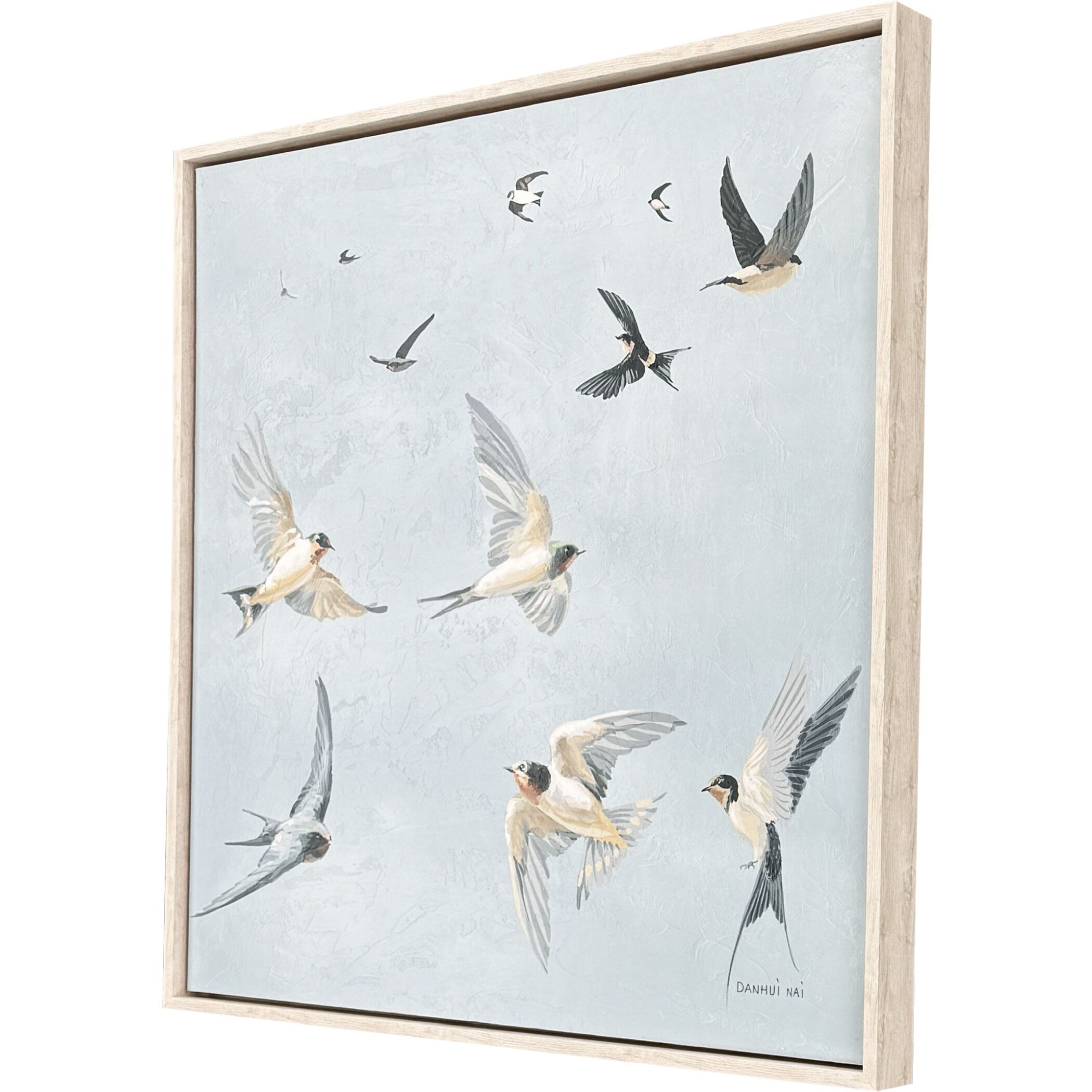 Swifts Blue and Beige and Gray and Green Framed Art