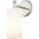 Downtown Urban Crown Point Armed Sconce Wall Light in Polished Nickel, Matte White