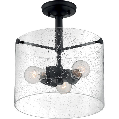 Bransel 3 Light 12 inch Matte Black Semi Flush Mount Fixture Ceiling Light