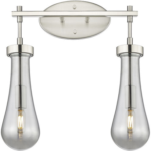 Downtown Urban Owego 2 Light 15.5 inch Satin Nickel Bath Vanity Light Wall Light in Light Smoke Glass