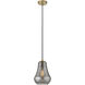 Fairfield 1 Light 7 inch Brushed Brass Mini Pendant Ceiling Light in Plated Smoke Glass