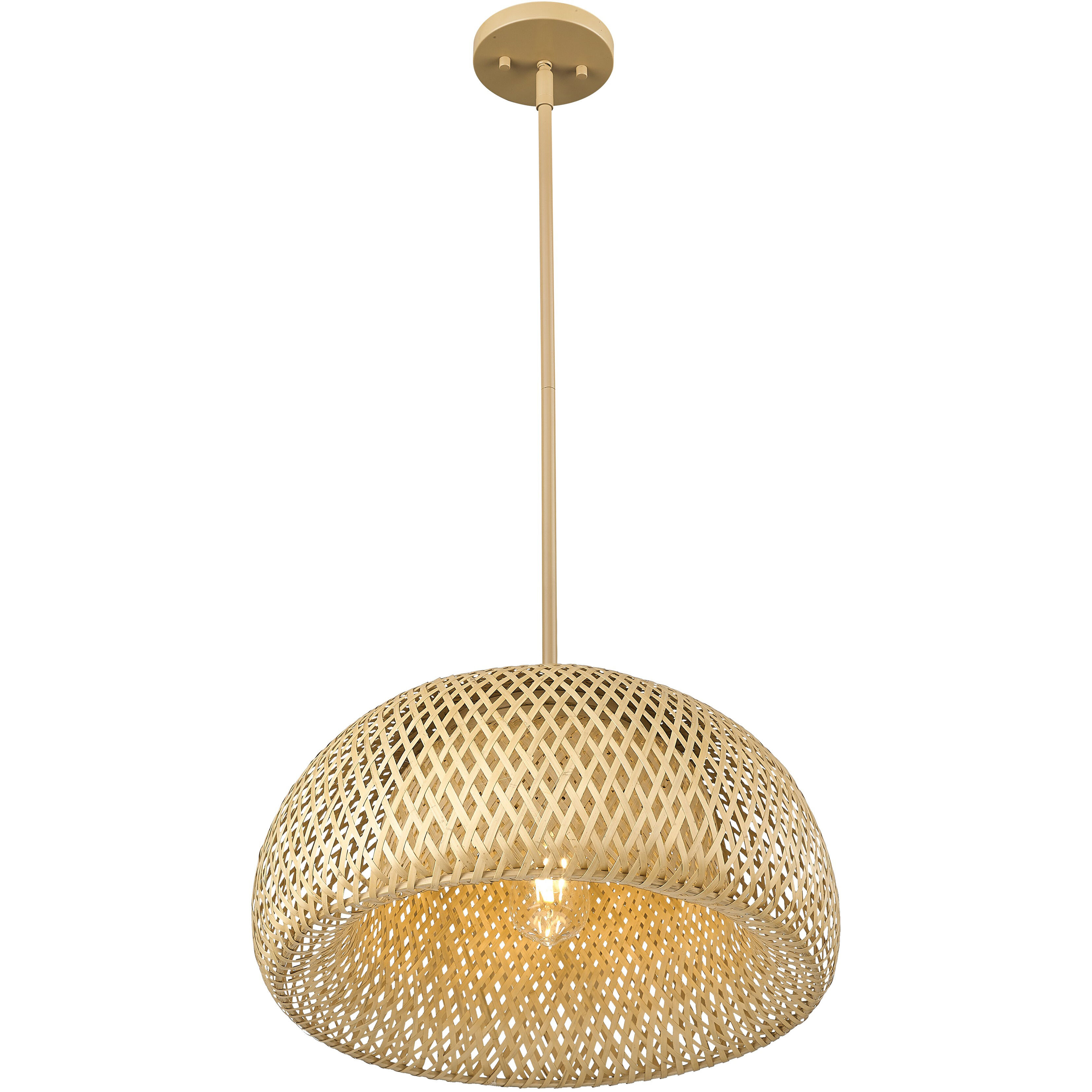Berkshire 1 Light 18 inch Tan Metal with Natural Bamboo Pendant Ceiling Light