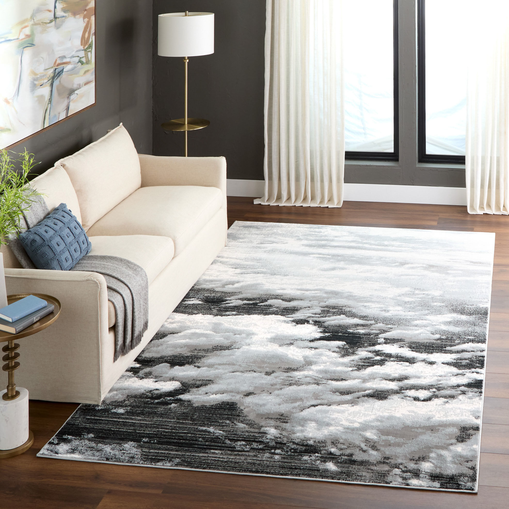 Artema 36 X 24 inch Grey Rug in 2 x 3