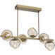 Luna LED Gilded Brass Linear Pendant Ceiling Light in 2700K LED, Geo Inner - Amber Outer, Twisted Branch