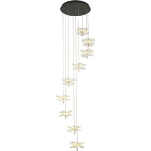 Butterfly LED 22 inch Black and Gold Multi Pendant Ceiling Light