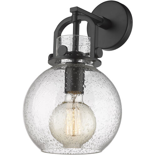 Downtown Urban Newton Sphere Armed Sconce Wall Light in Matte Black, Seedy