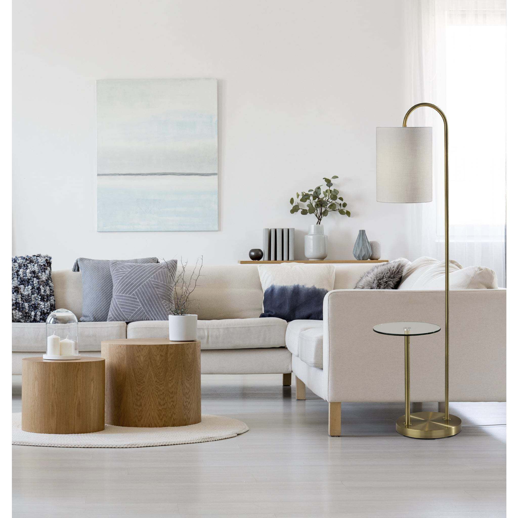 Amira 64 inch 60.00 watt Antique Brass Shelf Floor Lamp Portable Light