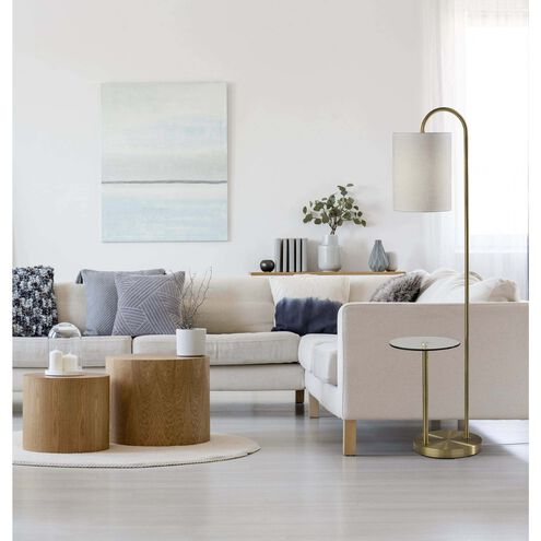 Amira 64 inch 60.00 watt Antique Brass Shelf Floor Lamp Portable Light