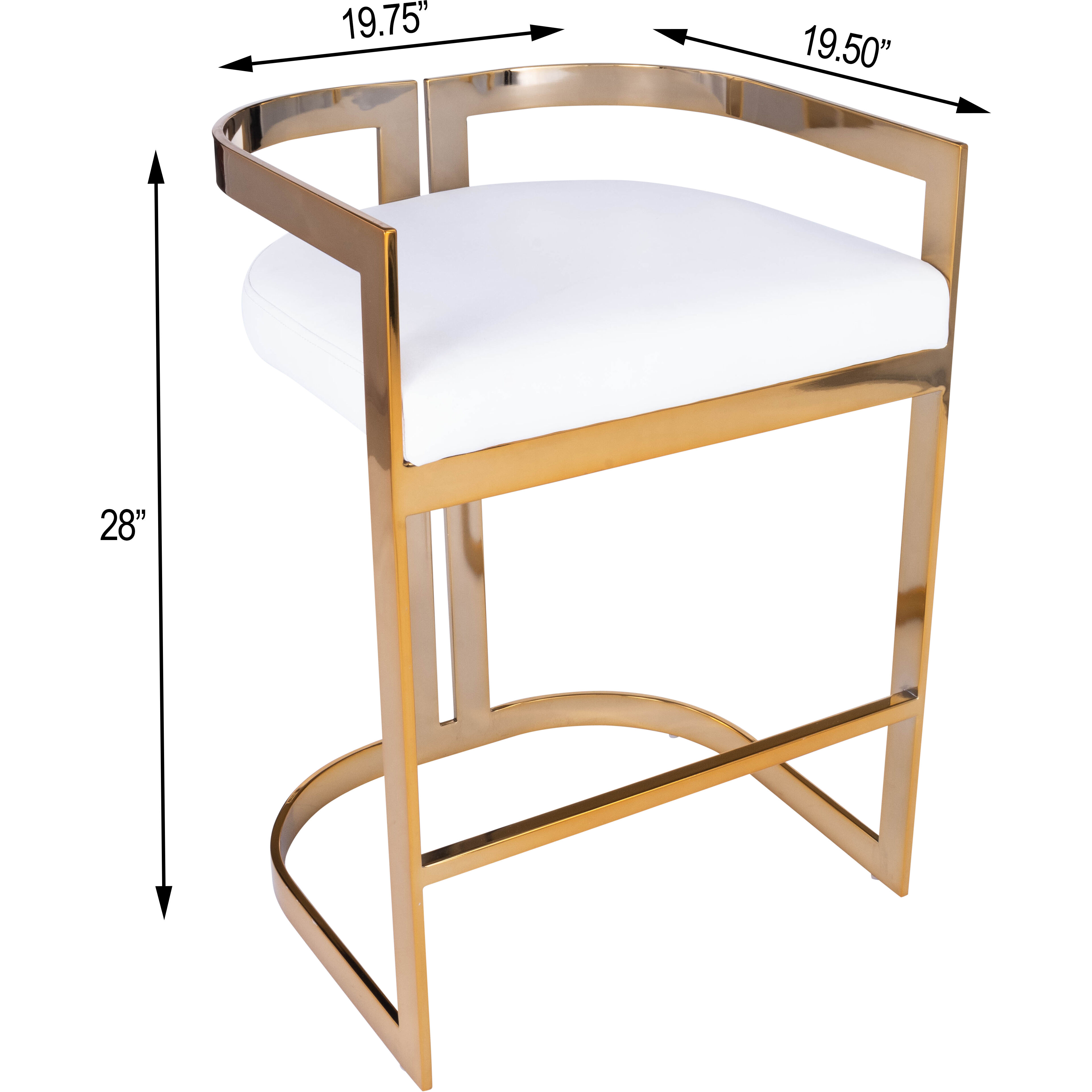 Clarence Gold & White Faux Leather Bar Stool