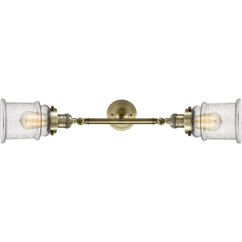 Franklin Restoration Canton 2 Light 6 inch Antique Brass Bath Vanity Light Wall Light in Incandescent, Seedy Glass, Franklin Restoration
