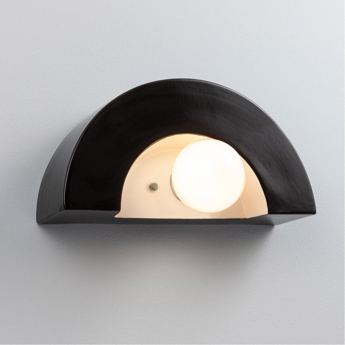 Ambiance Collection 1 Light 12 inch Gloss Black with Matte White Wall Sconce Wall Light