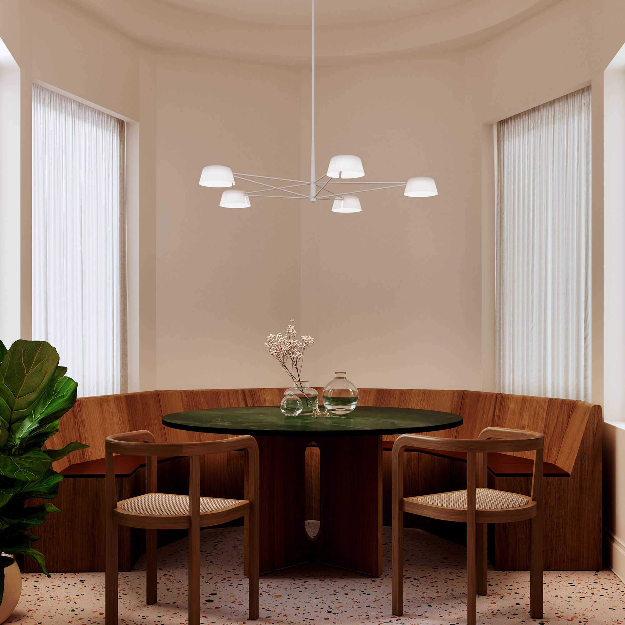 Ray LED 45.25 inch Warm Gray Chandelier Ceiling Light in Opal White