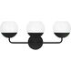 Alvin 3 Light 24.13 inch Midnight Black Bath Vanity Wall Light