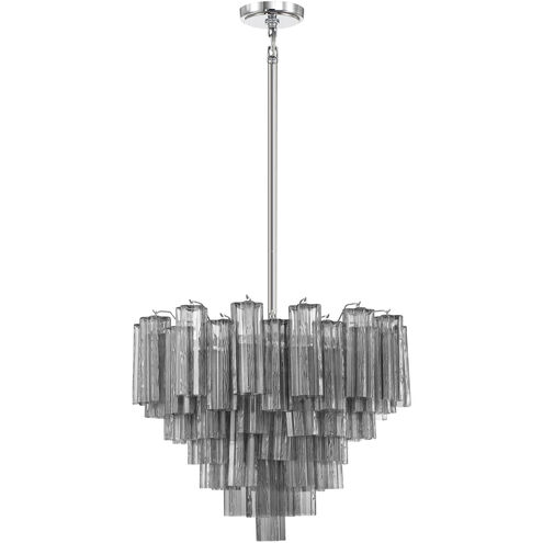 Addis 12 Light 26.75 inch Polished Chrome Chandelier Ceiling Light in Tronchi Glass Smoke