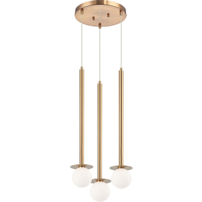 Reigndrop 3 Light 11 inch Aged Gold Brass Pendant Ceiling Light